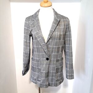 H&M | Black / white appers grey check striped women's blazer